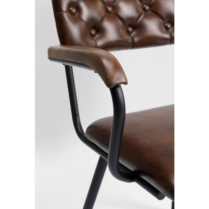 Chair with Armrest Salsa Leather Brown